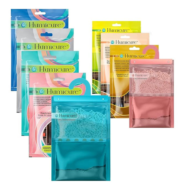 Moisture Absorber Dehumidifier Bags | (400g & 220g) for Large & Small Spaces | Moisture Control for Wardrobes, Bathrooms, Kitchens & Cars | Prevents Mold & Odors