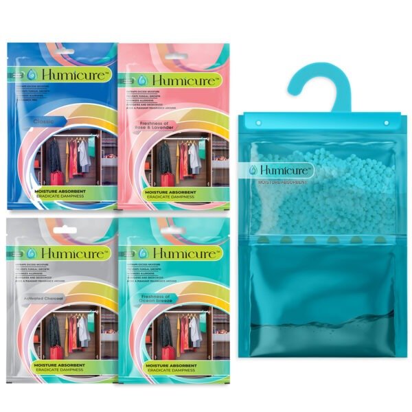 Moisture Absorbent Dehumidifier Hanging Bags with 1 Litre Moisture Absorption Capacity | Combo Packs