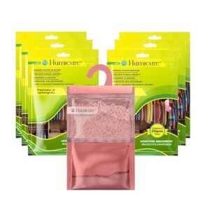 Humicure Moisture Absorber Dehumidifier | 500ml Absorption Capacity | Prevents Mold, Dampness & Odor in Wardrobe, Bathroom, Kitchen & Bedroom | 220g - Lemon Grass, 6