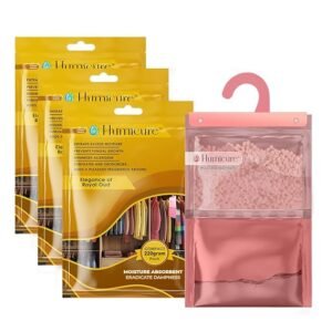 Humicure Moisture Absorber Dehumidifier | 500ml Absorption Capacity | Prevents Mold, Dampness & Odor in Wardrobe, Bathroom, Kitchen & Bedroom | 220g - Royal Oud, 3