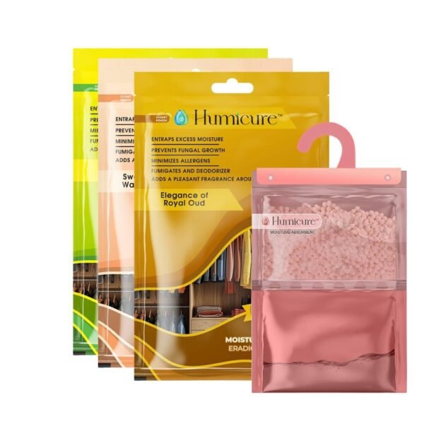 Humicure Moisture Absorber Dehumidifier | 500ml Absorption Capacity | Prevents Mold, Dampness & Odor in Wardrobe, Bathroom, Kitchen & Bedroom | 220g