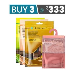 Humicure Moisture Absorber Dehumidifier | 500ml Absorption Capacity | Prevents Mold, Dampness & Odor in Wardrobe, Bathroom, Kitchen & Bedroom | 220g (Combo Packs)