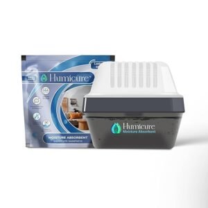 Humicure Moisture Absorber Reusable Box with Refill Pouch 400 Gram for Wardrobe, Bathroom, Kitchen, Protect from Mould, Fungus (Reusable Box Kit)